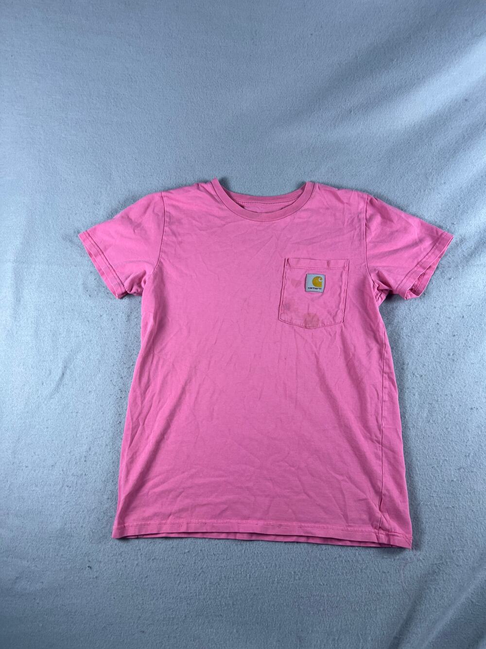 Carhartt Tee Womens S Pink Short Sleeve Crew Neck Chest Pocket Workwear Tee